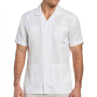Chemise à manches courtes en lin pour homme, quatre poches, boutonnée, logo personnalisé, chemises de couleur unie pour homme, décontractées, été