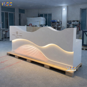 Mostrador de Recepción <span class=keywords><strong>para</strong></span> Clínica de Cosmética, Centro de Servicios de Bienestar y Spa, Mostrador de Acrílico con LED <span class=keywords><strong>para</strong></span> Salón de Uñas - Product Image 4