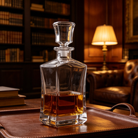 Bouteille de whisky en verre avec bouchon géométrique hermétique pour vin, bourbon, brandy, liqueur, jus, eau – Offre Spéciale