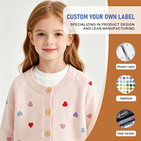 Manteau pour enfants tendance, design fait main, motif floral, manches longues, tricot, cardigan pour enfants