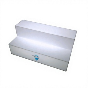 Présentoir à bouteilles LED en acrylique givré blanc, 2 niveaux, éclairage doux, vitrine premium pour spiritueux - Product Image 1