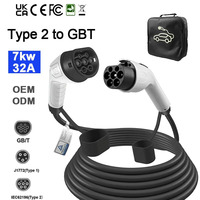 Câble de charge pour véhicule électrique GBT de type 2, 32A 7KW/22KW, chargeur portable pour véhicule électrique, certifié CB TVU UKCA, personnalisation rapide, chargeur de voiture