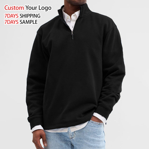 ผู้ผลิต OEM เสื้อสเวตเชิ้ตผ้าฝ้ายแบบซิป 1/4  คอวี  ปักโลโก้ตามสั่ง  เสื้อสเวตเชิ้ตผู้ชายแบบครึ่งซิป - Product Image 4