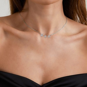 Élégant 3 étoiles Zircon pendentif collier en argent Sterling 925 étincelant étoile Design mode bijoux cadeau pour les femmes pour les mariages - Product Image 4