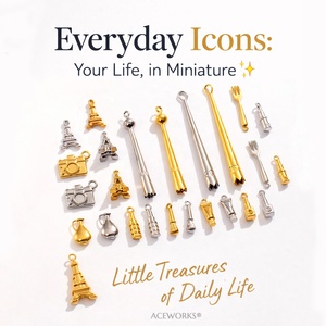 Amuletos con Iconos Cotidianos |   Colgantes Miniatura de Acero Inoxidable con Baño de Oro PVD de 18K para la Creación de Joyas |   Impermeable, Hipoalergénico - Product Image 1