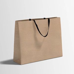 Sacs en papier à provisions de luxe kraft personnalisés avec couleur privée personnalisée avec poignée impression du logo pour boutique - Product Image 3