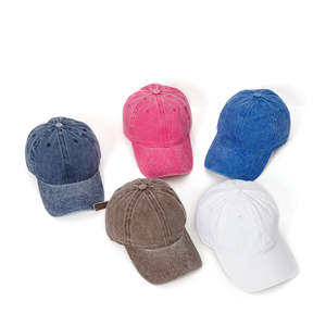 หมวกแก๊ปวินเทจขายส่ง ปักโลโก้ได้ตามสั่ง ผ้าฝ้าย ปรับขนาดได้ สไตล์เรโทร ทรงไม่แข็ง 6 แผง สีพื้นซีดจาง หมวกเบสบอล - Product Image 4