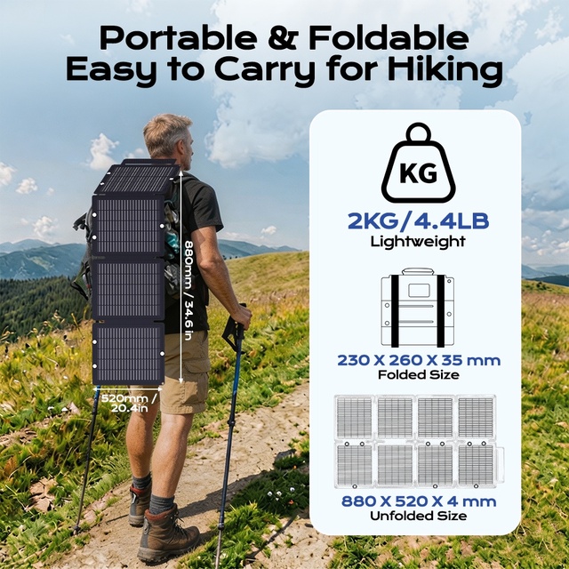 Lightweight 60W Folding Solar Panel Portable Backpack Design Waterproof Outdoor Camping Hiking Travel Solar Charger