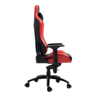 Fauteuil de jeu en similicuir PU rouge, réglable, pivotant et inclinable, avec repose-pieds extractible, appui-tête et coussin lombaire, base en nylon