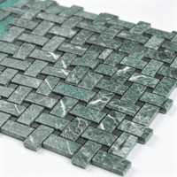 Plaque de mosaïque en marbre vert foncé, motif tressé, 305x305mm, épaisseur 10mm, pour décoration murale et de sol intérieure