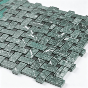 Plaque de mosaïque en marbre vert foncé, motif tressé, 305x305mm, épaisseur 10mm, pour décoration murale et de sol intérieure - Product Image 4