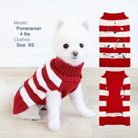 Pull de Noël pour chien, col roulé, tricoté, brodé d'ampoules de Noël, rayé rouge et vert, gilet pour chiot, manteau de fête