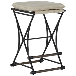 Frederick Counter <b>Stool</b> linen cushion, wooden ,iron Durable High Bar <b>Stool</b> for Home Bar & <b>Dining</b> Room - Product Image 1