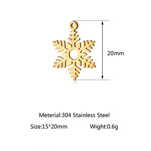 Breloques Flocons de Neige Mignons en Acier Inoxydable Poli Miroir DIY Couleurs Argent et Or pour Noël - Product Image 2