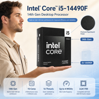Intel Core I5-14490F Generasi ke-14 CPU Desktop 10 Core 16 Thread hingga 4.9GHz 24MB Cache LGA1700 Prosesor Gaming dalam Kemasan Box Tersedia