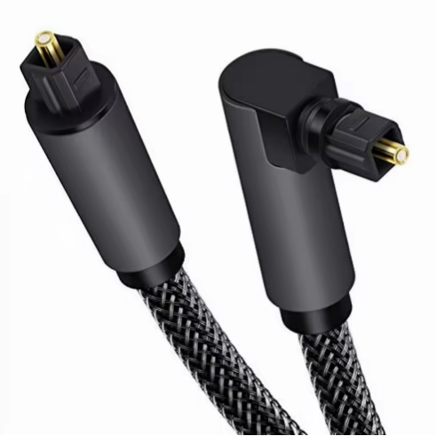 90 Degree Right Angle Braided Toslink Optical Audio Cable Nylon Shielded Digital Fiber Optic Cord for Soundbar TV Home Theater