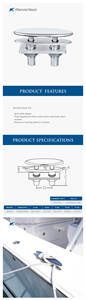 Calidad Premium Anti-Rattle Design Acero inoxidable 316 7-15/16 "202mm Pull Up Boat Flat Cleat - Product Image 2