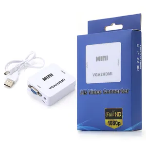 محول VGA إلى HDMI, محول VGA إلى HDMI مدخل VGA كمبيوتر محمول محول HDMI شاشة إخراج صندوق أبيض OEM التعبئة قطعة حزمة ملونة