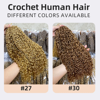 Extensions de cheveux en crochet pour femmes, cheveux humains, sans nœuds invisibles, 14-24 pouces, boucles pixie, 27 couleurs, douces, faciles à tresser