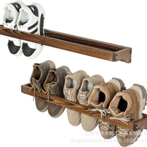Wooden Wall Mounted <b>Shoe</b> Rack 2 Tier <b>Space</b> <b>Saving</b> <b>Storage</b> Organizer For Entryway <b>Shoes</b> - Product Image 5