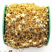 Chaîne en plastique électroplaqué en forme d'étoile à cinq branches de 15 mm pour décorations de Noël, chaussures, vêtements, corsages de mariage