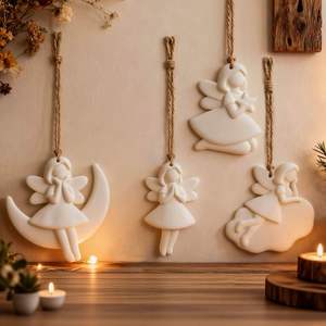 Moules en silicone 3D pour bougies, pendentifs étoiles, anges, miniatures de filles, décoration de Pâques, gypse, résine époxy, ornement, 4 styles - Product Image 6