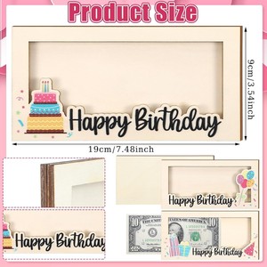 Portefeuille en bois pour cadeau d'anniversaire, porte-enveloppes pour argent, décoration de fête pour célébration d'anniversaire - Product Image 3