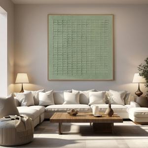 Toile murale contemporaine, grande peinture abstraite minimaliste texturée de couleur verte terreux Wabi Sabi pour la maison et la galerie - Product Image 5