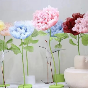 Flor de Peonía Eléctrica de Gran Tamaño, 90 cm de Diámetro, Apertura/Cierre Automático Mecánico, Organza, Estilo Europeo, para Bodas y Eventos Florales - Product Image 4
