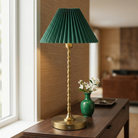 Vintage Grüne Plissierte Kabellose Tischlampe Wiederaufladbare Tragbare Retro Schreibtischleuchte für Hochzeit Heim Restaurant Dekoration