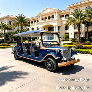 Voiture électrique vintage convertible 5 rangées 14 places, idéale pour les réceptions de vacances, l'<span class=keywords><strong>immobilier</strong></span> et le tourisme panoramique - Product Image 1