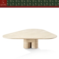 Table basse en travertin GOLDKING, pierre naturelle couleur beige pour salon, décoration moderne de la maison, design personnalisé OEM ODM