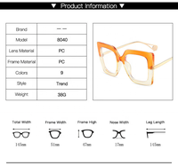 Nouvelles Lunettes Anti-lumière Bleue Carrées Surdimensionnées Vintage pour Femmes, Verres Colorés Tendance, Monture Fleurie, Lunettes d'Ordinateur et de Myopie Surdimensionnées