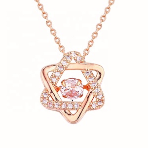 14K PVD oro placcato in acciaio inossidabile gioielli alla moda danza diamante zircone stella di David collana pendente per donna - Product Image 4
