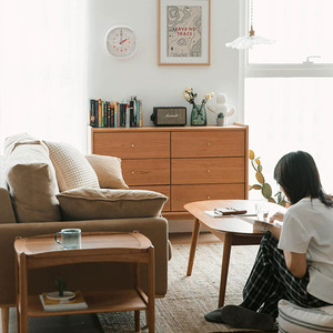 Commode en bois de cerisier à 6 tiroirs, meuble de rangement en bois massif, commode de chambre à coucher - Product Image 4