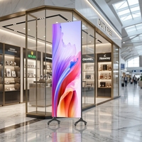 Écran publicitaire LED mobile d'intérieur P1.56 1mx2m à louer, avec Wi-Fi, USB, Plug-and-Play et roues pour boutique éphémère