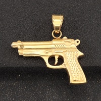 Vente en gros de bijoux en diamant en acier inoxydable plaqué or 18 carats TikTok Pendentif Offre Spéciale arme pistolet Style de mode Pack unique inclus