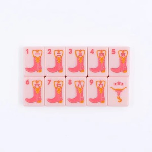 Mahjong de luxe moderne américain en acrylique rose, 160 tuiles, couleur personnalisée, durable, écologique, pliable, portable, peint à la main, pour l'intérieur - Product Image 5