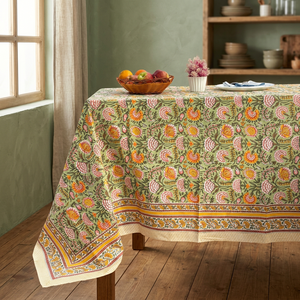 Floral Printed 100% Cotton Woven Lightweight Machine Washable Square <b>Table</b> Runner Custom Dining <b>Table</b> <b>Cover</b> for Home Hotel Party - Product Image 3