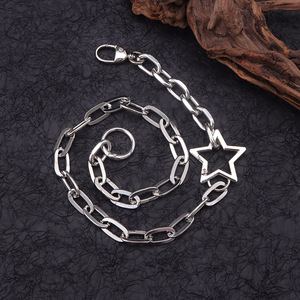 yueli Hip Hop <b>Silver</b> Hollow Star Single Layer <b>Chain</b> <b>Waist</b> <b>Chain</b> For Pants Denim Fashion Accessory Daily Wear - Product Image 3
