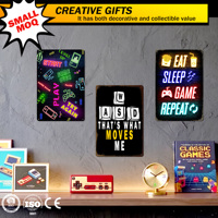 En gros, Plaque murale en métal rétro vintage, motif 'Gamer au travail', pour décoration de salle de jeux, maison, 'Man Cave', garage, affiche métallique d'avertissement, art mural