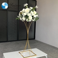 ZT-336 Centre de table carré pour mariage, or, noir, blanc, support de fleurs, arrangement