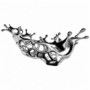 Escultura Moderna Abstracta de Acero Inoxidable Pulido con Efecto de Salpicadura de Agua, Adorno de Jardín, Estatua de Arte Metálico - Product Image 6