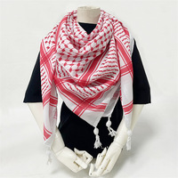 Écharpe de Palestine Tactique Yashmagh Shemagh Unisexe Noir Arabe Hommes Arafat Écharpe Keffiyeh avec Pompon