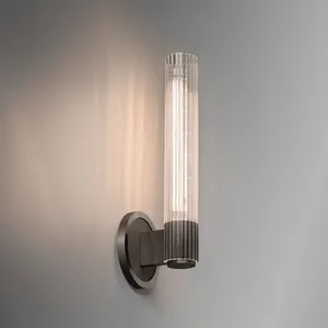 Modern American Style Double Head Wall Sconce Brass Glass Hotel Bedside Glass Wall Lamps Mounted Classic Decoration Light Indoor