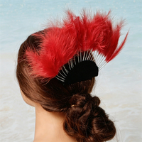 Peigne à cheveux et accessoires de coiffure en plumes teintées pour la danse Hula des îles Hawaïennes