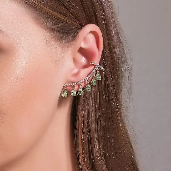 Neuer Stil elegante Wassertropfen-Tassel-Ohrringe Kristall Zirkon-Stift-Ohrringe Ein-Piercing-Trend Kletter-Hoop-Ohrringe für Damen