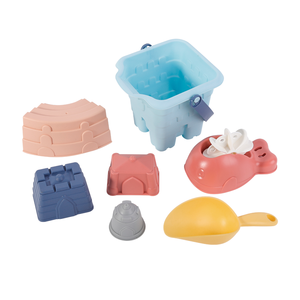 Ensemble de jouets de plage en PE souple pour enfants, 7 pièces, avec moules à sable château et baleine, pelle, sac filet, jouets d'été pour bac à sable extérieur - Product Image 3