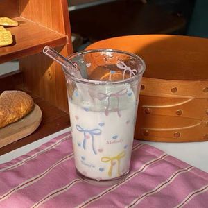 Dessert imprimé mignon de dessin animé Lelyi avec tasse en verre de paille ins tasse en verre de grande capacité domestique - Product Image 3