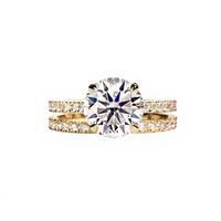 Bague en Moissanite 3 carats, taille brillant rond, sertie pavé, pour femme, fiançailles, mariage, promesse, bijoux
